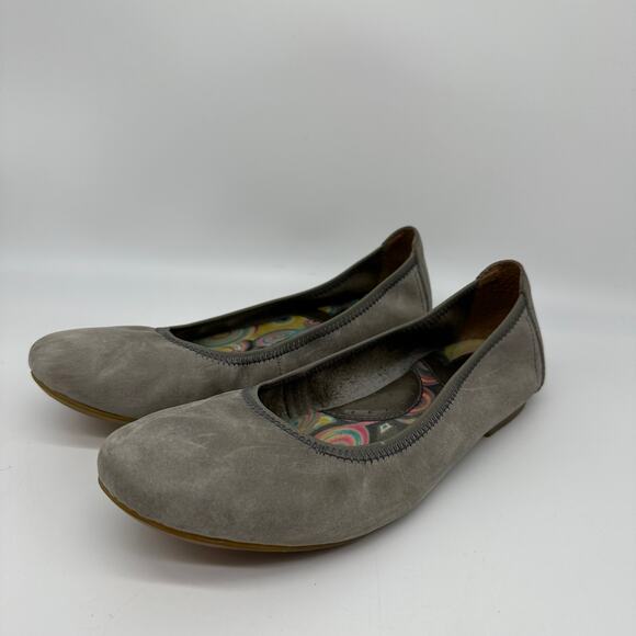 Born Julianne Distressed Gray Leather Slip-On Ballerina Flat Size 10 - Picture 2 of 15